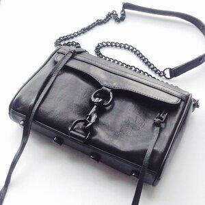 Rebecca Minkoff MAC Crossbody Bag in Black Leather with Black Metal Hardware